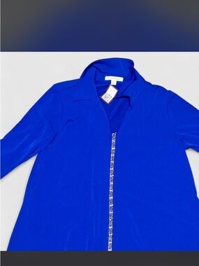 Studio works Collection Royal Blue blouse with Jewel Trim size medium